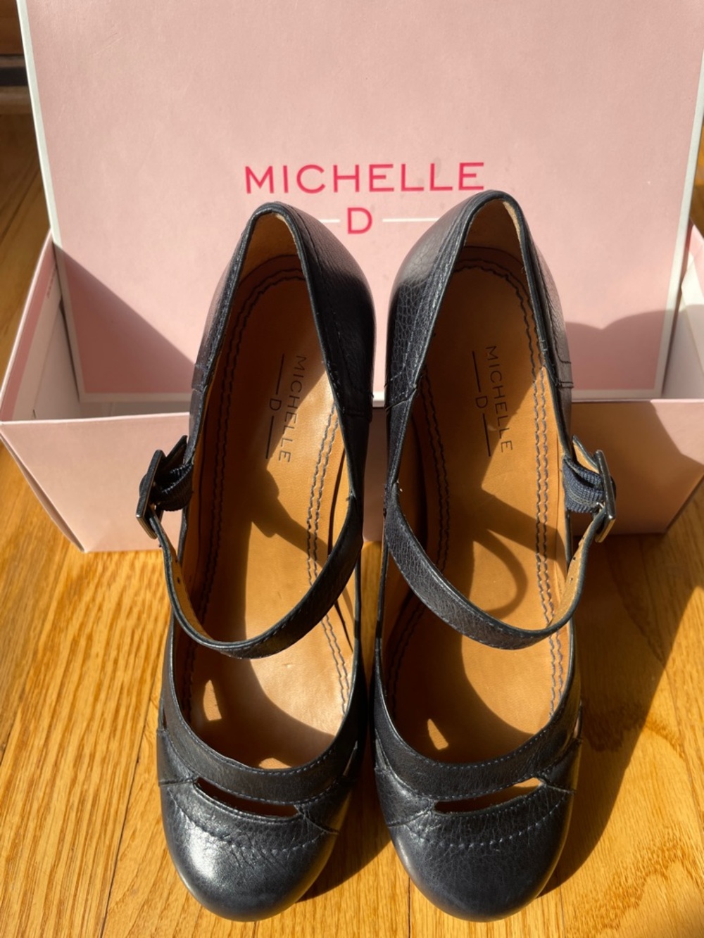 Michelle D Black Mary Jane Heeled Pumps